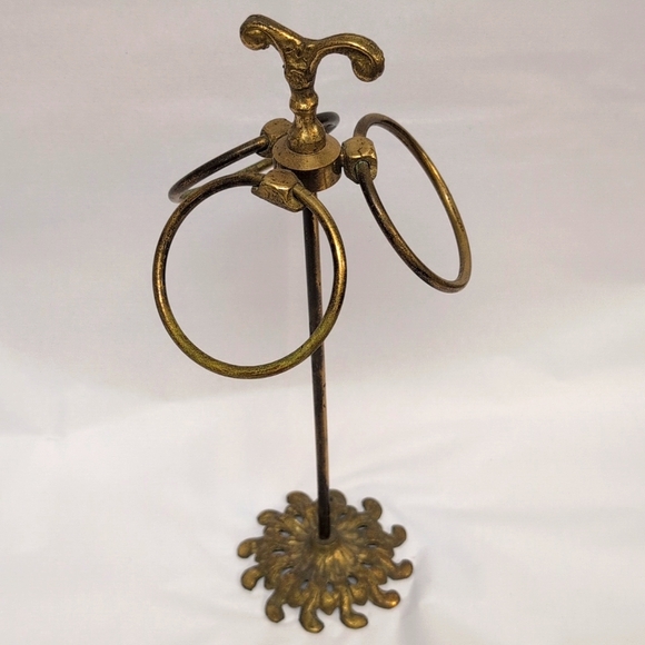 Brass 3 ring towel holder - Picture 2 of 8